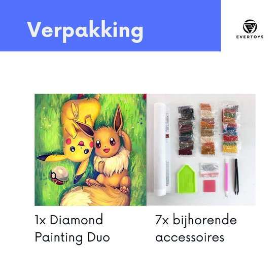 Diamond Painting - 30 x 40 cm| Pikachu & Eevee - Pokemon