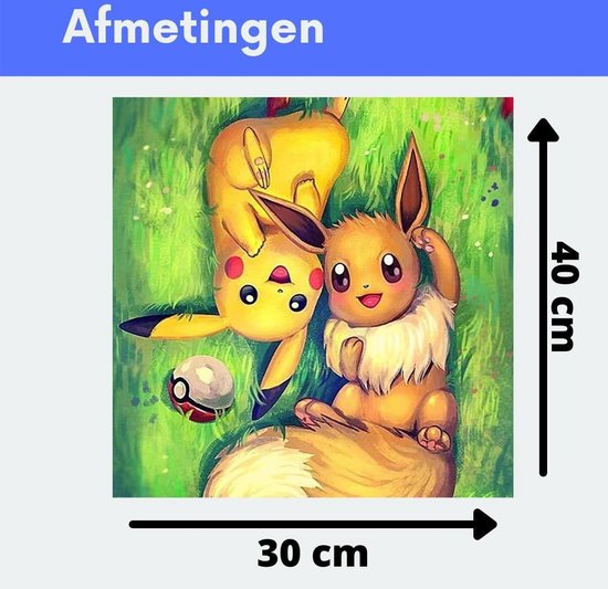 Diamond Painting - 30 x 40 cm| Pikachu & Eevee - Pokemon