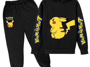 4 14Y Kids Baby Boy Clothes Pokemon Print Sets 2Pcs Long Sleeve Pikachu Hoodies Pants Child