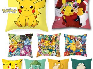 45x45cm Pokemon Cushion Cover Pikachu Meowth Poke Ball Charmander Kawaii Anime Pillowcase Anime Figure Decor Sofa