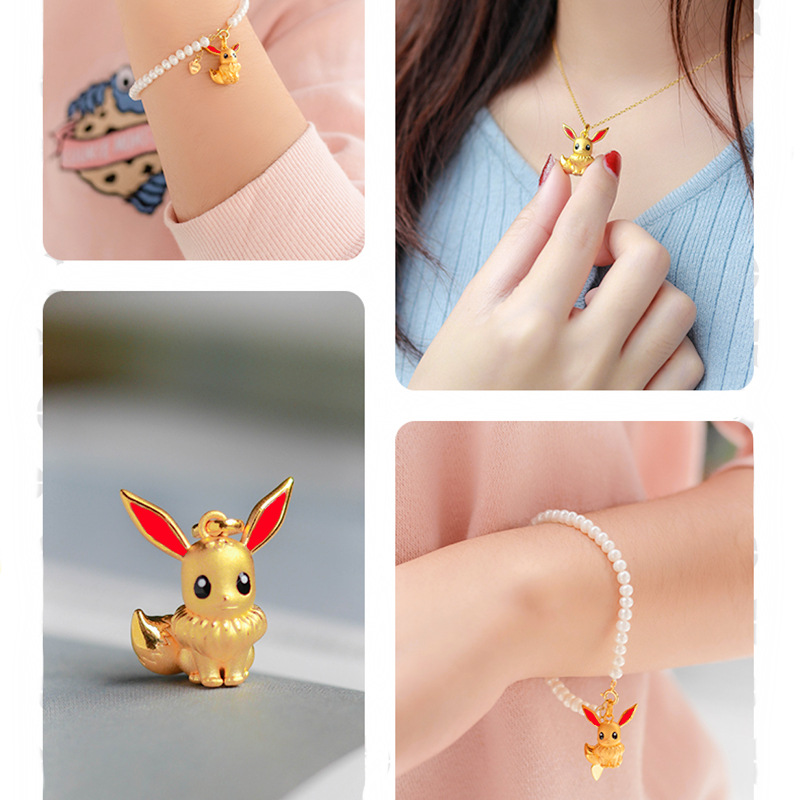 Pokemon Pikachu Gengar Eevee Ring and Necklace